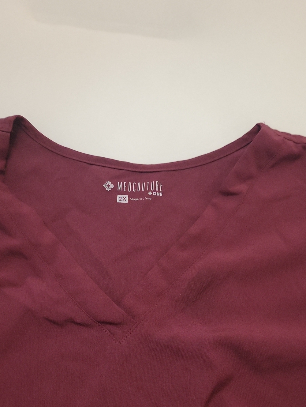Med Coture MATERNITY 2X Women's V-Neck Scrub SET- Burgundy